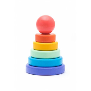 BAJO - Stapelaar 5 ringen regenboog BAJO - Stapelaar 5 ringen regenboog
